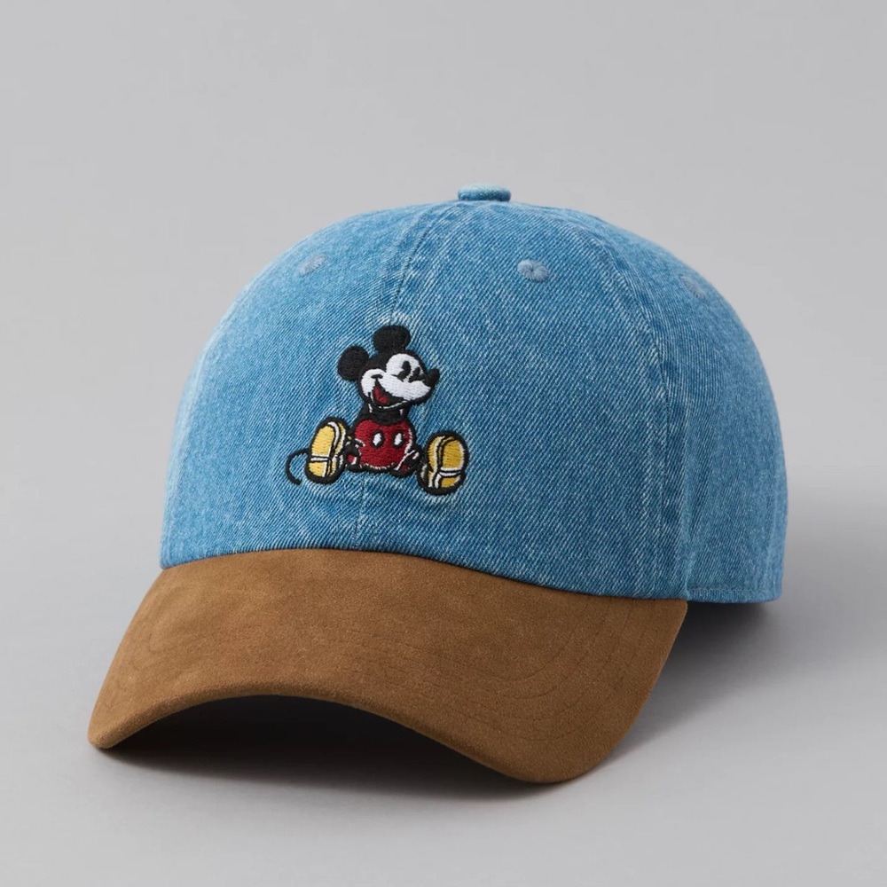 AE Mickey Mouse Denim Suede Baseball Hat
